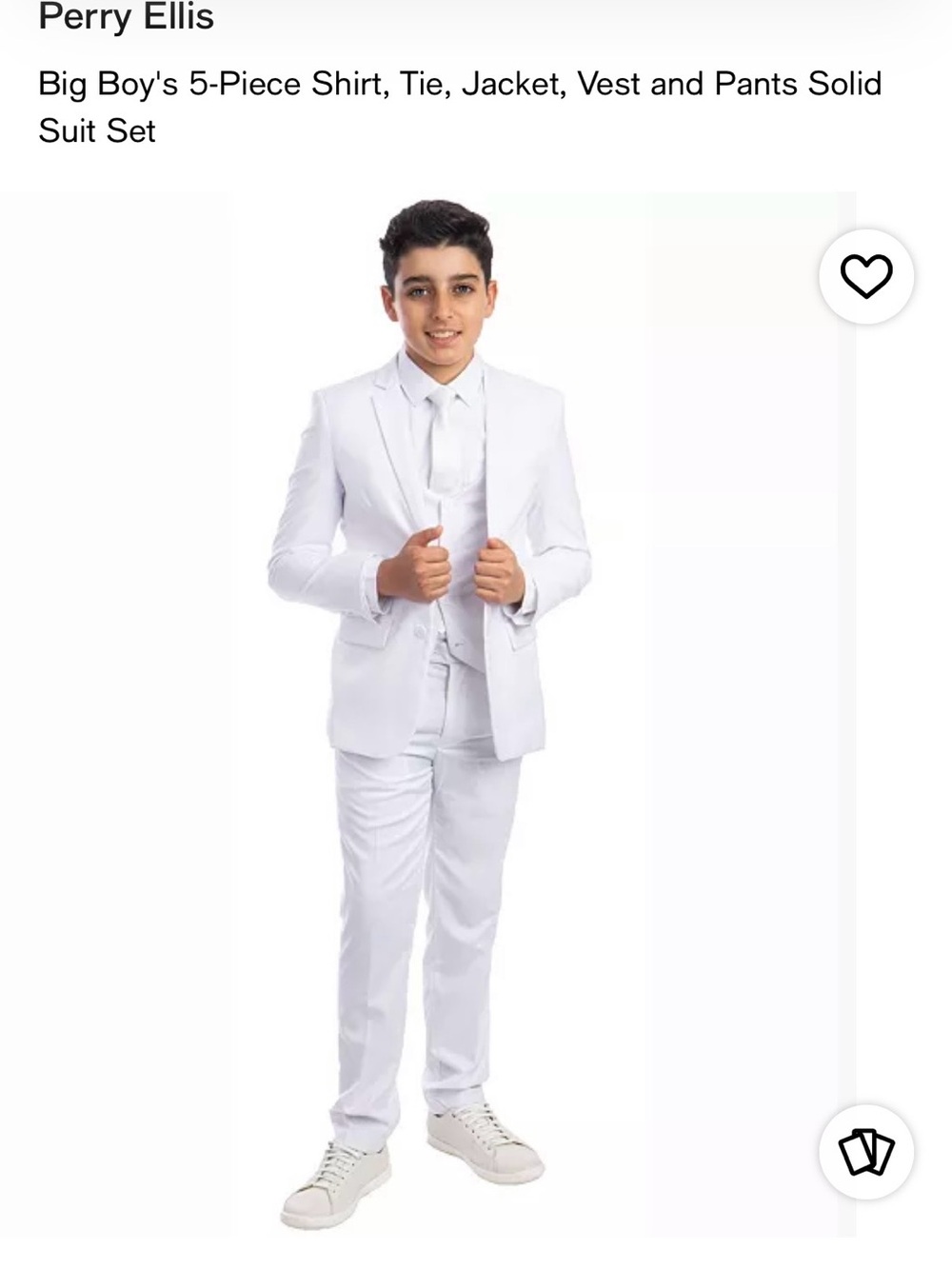 Perry Ellis White Boys 5-Piece Dress Suit Set